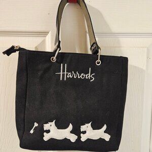 Like New HARRODS Black Canvas Tote Bag